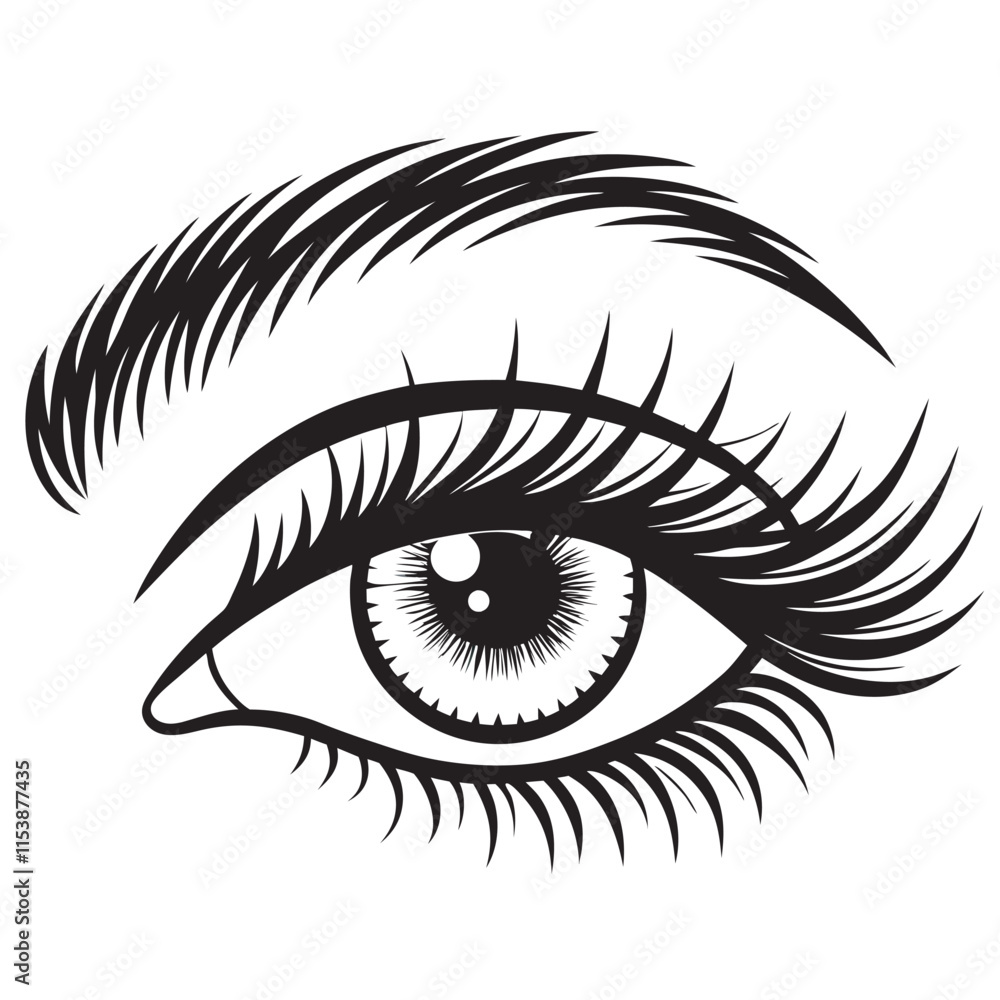 Obraz premium Beautiful woman eye with long lashes vector icon