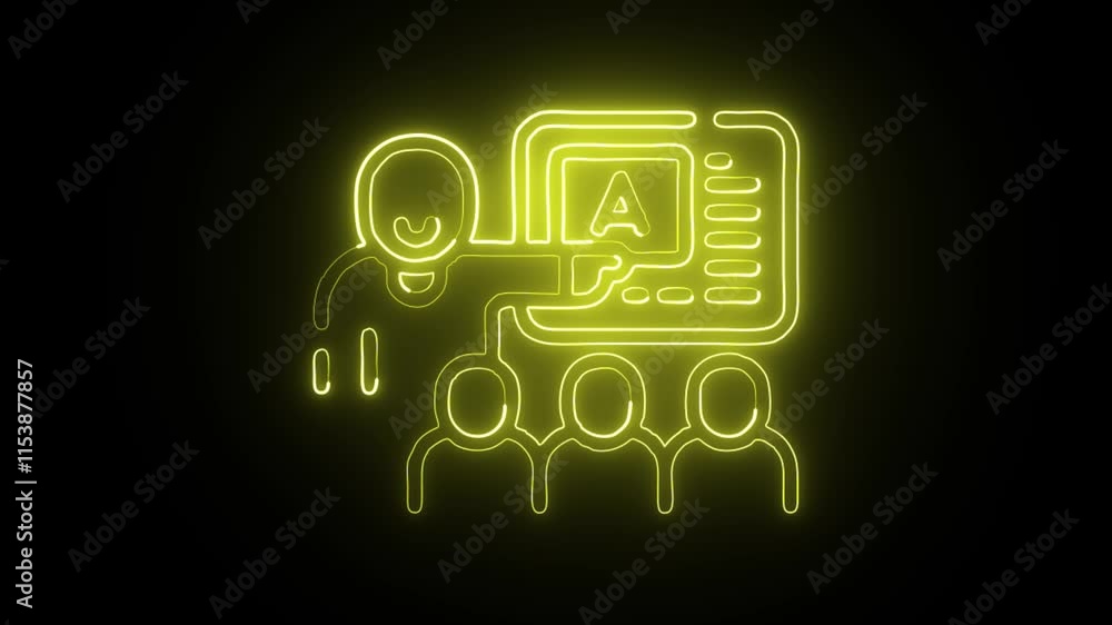 glowing neon mentorship icon isolated on black background. HD video motion graphic animation glowing neon mentorship icon isolated on black background. HD video motion graphic animation