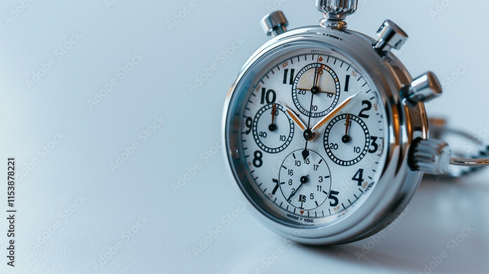 Close-Up of a Silver Case Stopwatch with Focus Close-Up of a Silver Case Stopwatch with Focus