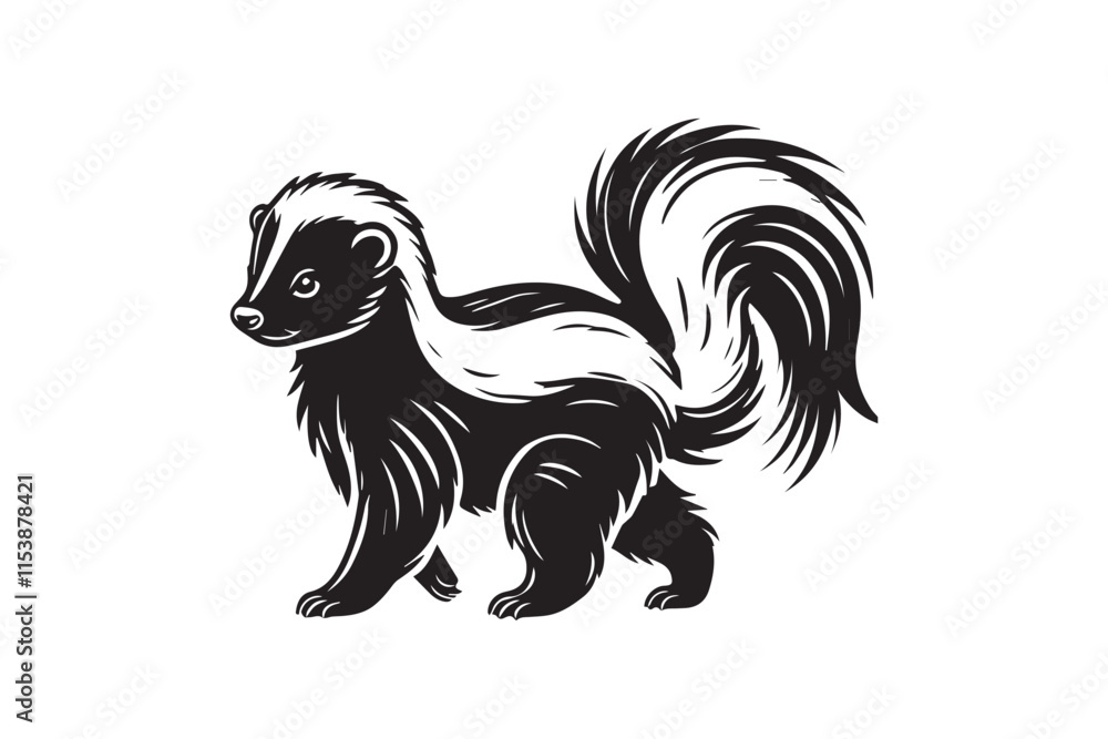 simple black an white skunk vector silhouette isolated on a white background simple black an white skunk vector silhouette isolated on a white background