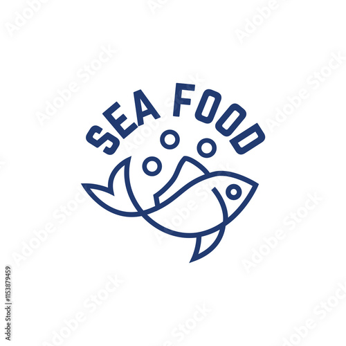 Seafood, fish restaurant logo design illustration