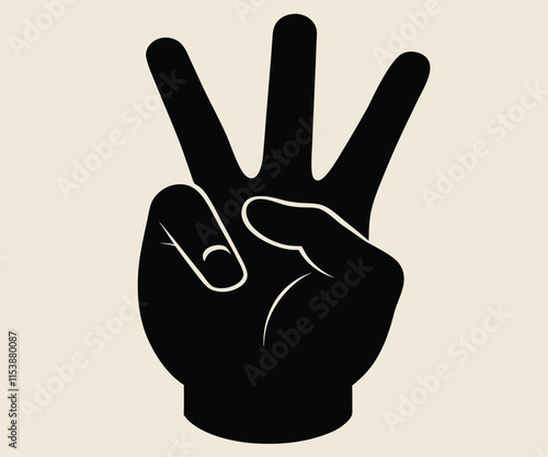 Black Hand Silhouette Peace Sign EPS