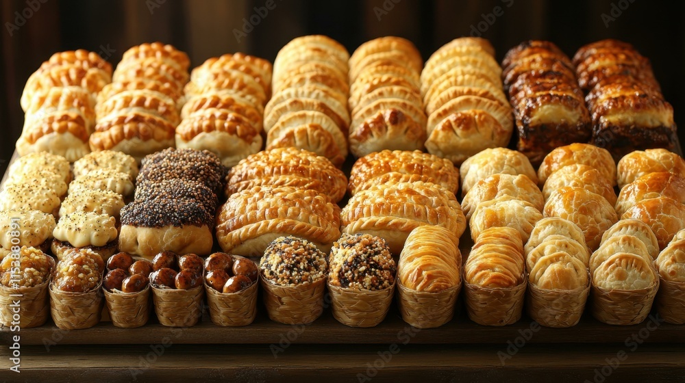 Delicious food photography tray of assorted empanadas Delicious food photography tray of assorted empanadas
