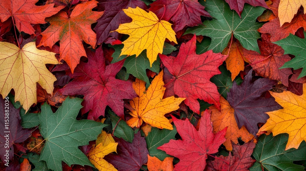 Vivid Autumn Foliage Displaying a Variety of Colorful Maple Leaves Vivid Autumn Foliage Displaying a Variety of Colorful Maple Leaves