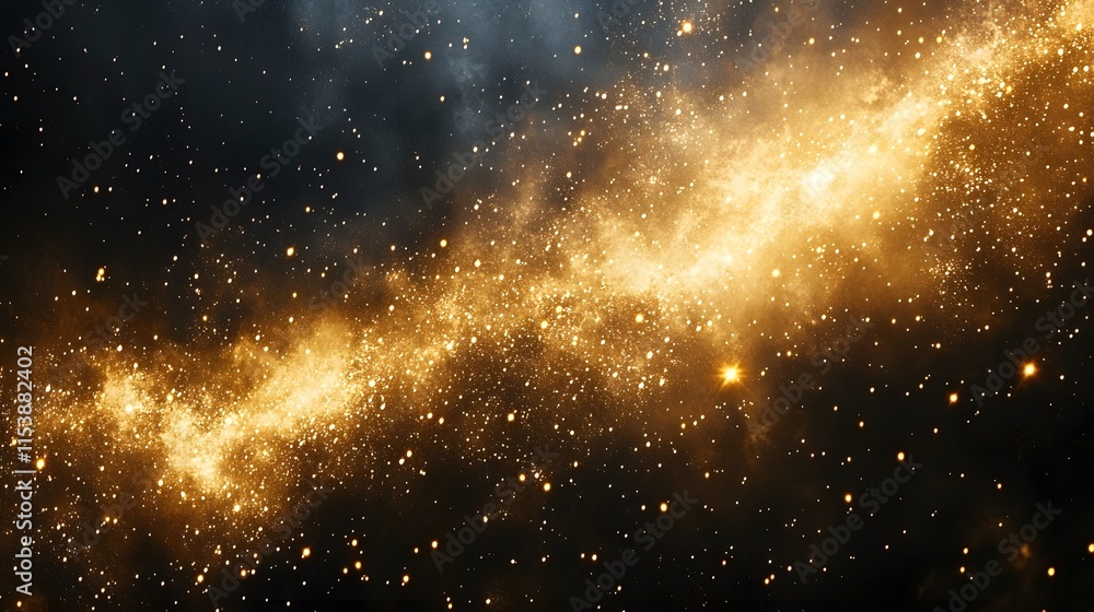 Obraz premium Golden Sparkles Across a Dark Night Sky