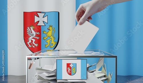 Subcarpathia - flags and ballot box - voting, election concept - 3D illustration photo