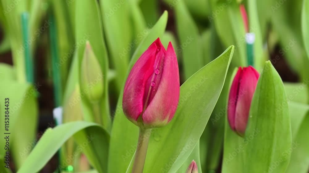 Red tulips in the garden Red tulips in the garden