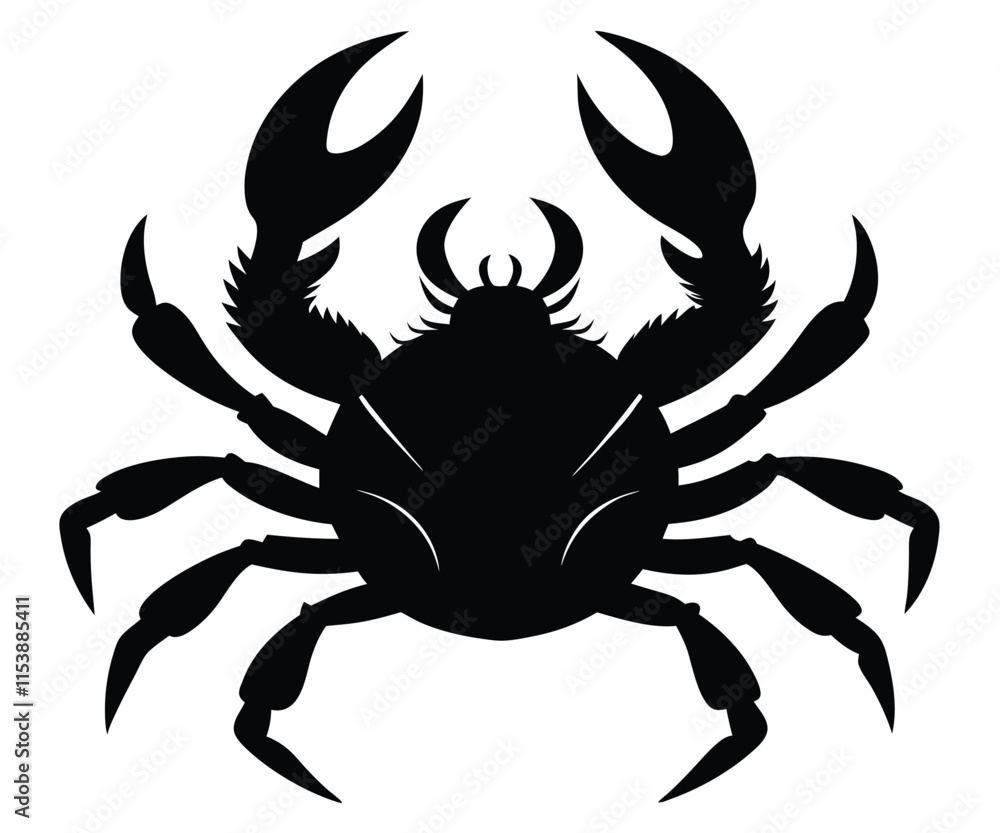 Black Silhouette Crab Extended Claws EPS Black Silhouette Crab Extended Claws EPS