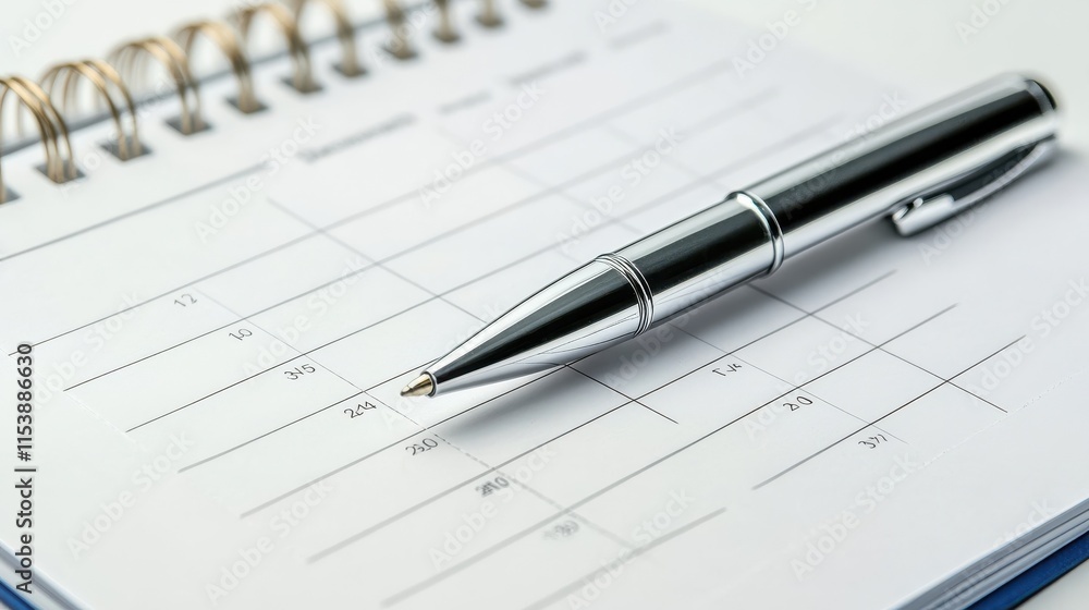 Daily planner with pen on a white background Daily planner with pen on a white background