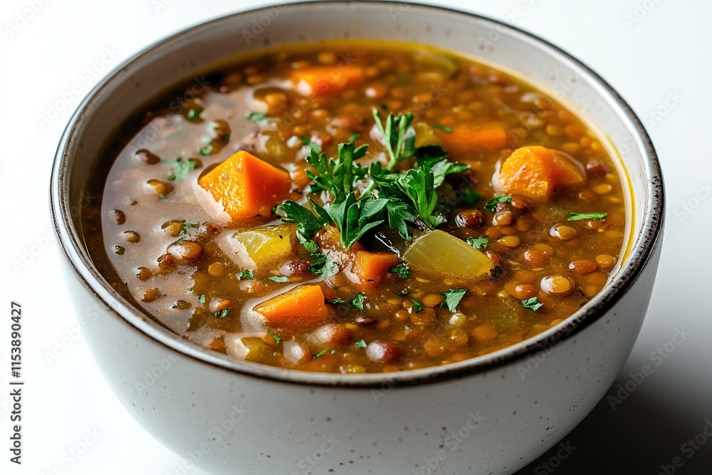 Warm and hearty soup filled with colorful vegetables and rich br Warm and hearty soup filled with colorful vegetables and rich br