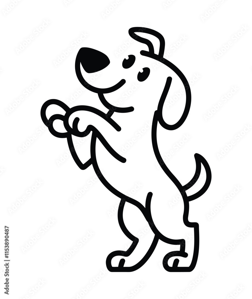 Cheerful Cartoon Dog Standing on its Hind Legs Cheerful Cartoon Dog Standing on its Hind Legs