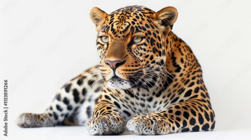 Obraz premium A close-up of a leopard resting, showcasing its striking fur pattern and intense gaze.