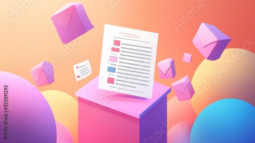 Online document form. Digital agreement, electronic contract, Internet questionnaire. To do list, note. Voting ballot, poll flat design element. Vector isolated concept metaphor illustration photo