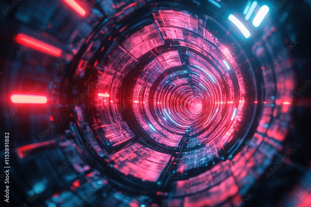 Futuristic tunnel filled with vibrant neon lights creating mesme Futuristic tunnel filled with vibrant neon lights creating mesme