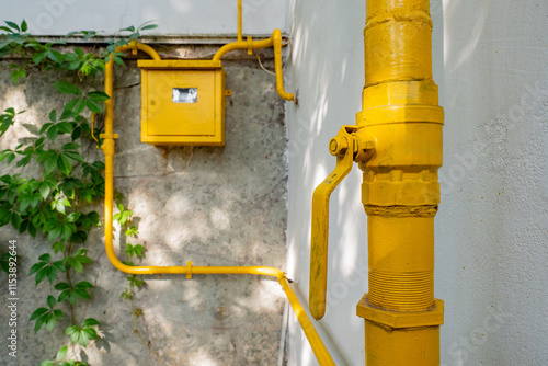 Gas pipes outside house. Ye...