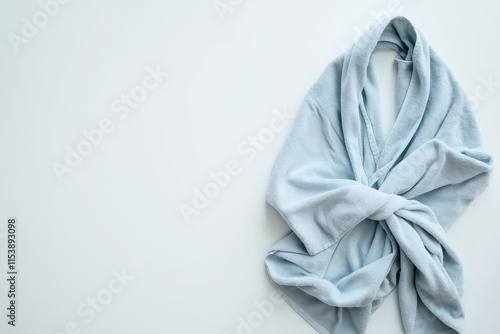 Light blue robe with a tie-up belt on a white background