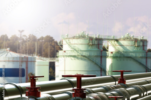 Oil pipes near factory. Pip...