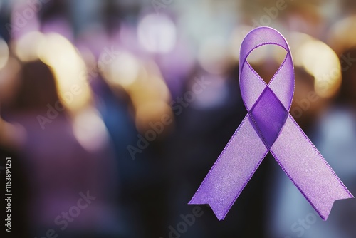 Purple ribbon symbolizes awareness and support, standing out aga photo