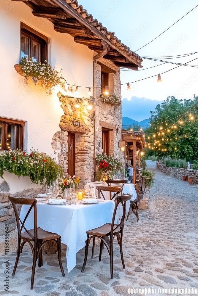 Obraz premium Calles medievales con encanto, edificios históricos y un ambiente acogedor en una noche tranquila