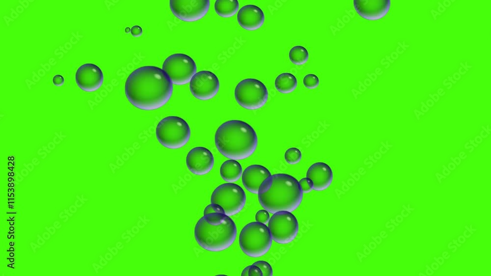 Realistic Bubble Green Screen: Enhance Your Videos, Easy editable green screen video, high quality vector 3D illustration. Top choice green screen background 4K.
