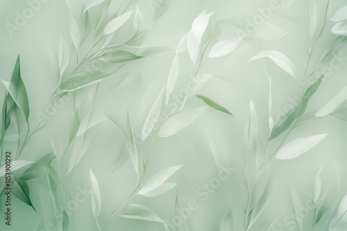 Soft green leaves create serene and calming atmosphere, blending