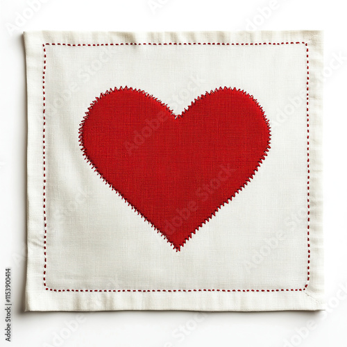 valentine, heart, valentines, embroidered heart on white background