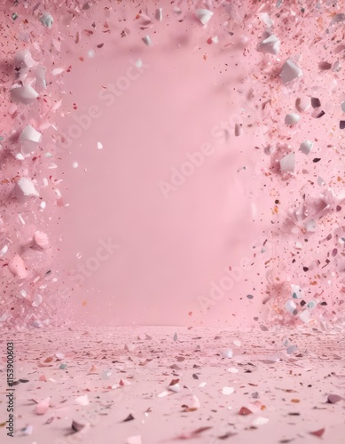 Wallpaper Mural Pastel pink backdrop, vibrant confetti explosion  , pastel, colorful Torontodigital.ca