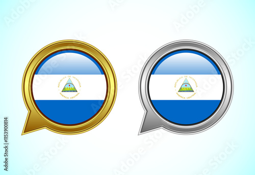 Nicaragua flag speech bubble. Speaking flag icon in gold and silver color Free Download Nicaragua flag speech bubble. Speaking flag icon in gold and silver color - GFXLoad