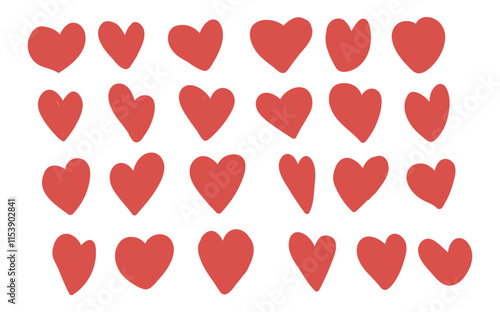 Hand drawn Hearts set Isolated On White background vector set