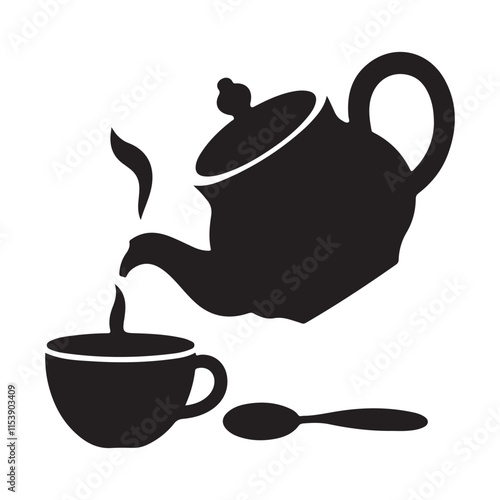 Tea and Coffee Pot Silhouette Vector Illustration for Kitchen Decor and Clipart Design