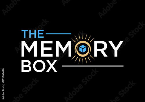 The new memory box logo design is located on the letter O in the word Memory. Vector illustration design.