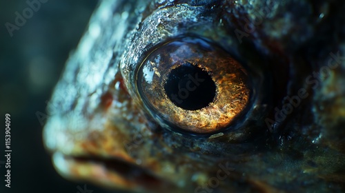 Wallpaper Mural Close-Up of Underwater Fish Eye and Face, Hyper-Realistic, AI generated illustration Torontodigital.ca