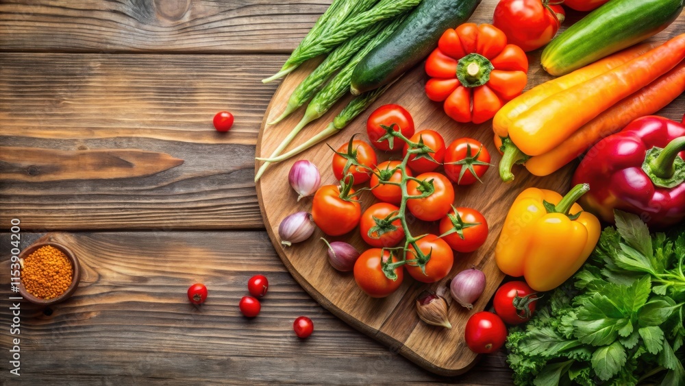 A colorful mix of fresh vegetables such as cherry tomatoes A colorful mix of fresh vegetables such as cherry tomatoes
