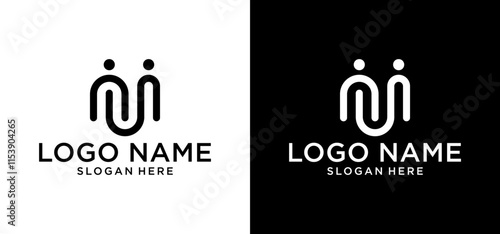 The collaboration logo with the letter m. Design illustration of human, handshake, friendship icon, business. Illustration vector design.
