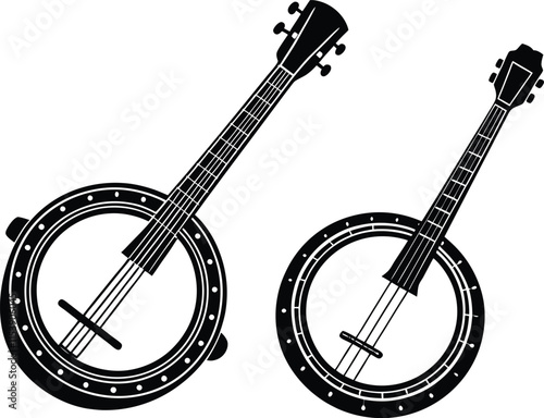 Banjo Silhouette Vector Illustration Design 
