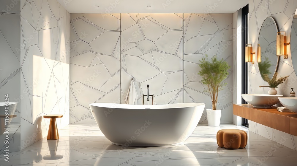 Fototapeta premium Modern Freestanding Bathtub Mockup - Luxury Bathroom Design