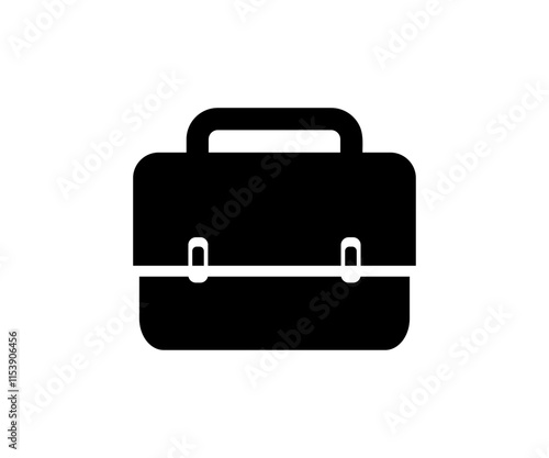 Black silhouette briefcase icon. Office case icon work portfolio bag vector design and illustration.
