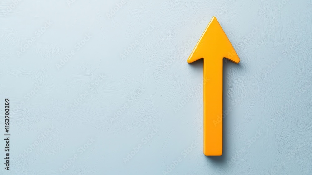 A vibrant yellow arrow pointing upward against a soft blue background, symbolizing progress and direction. A vibrant yellow arrow pointing upward against a soft blue background, symbolizing progress and direction.