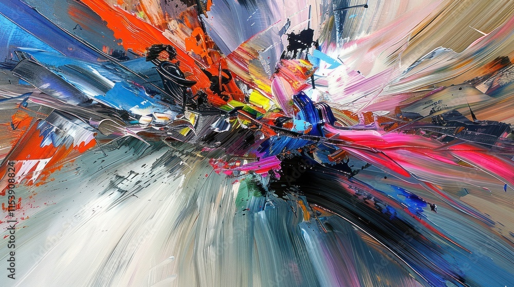 Fototapeta premium Abstract colorful impasto painting.
