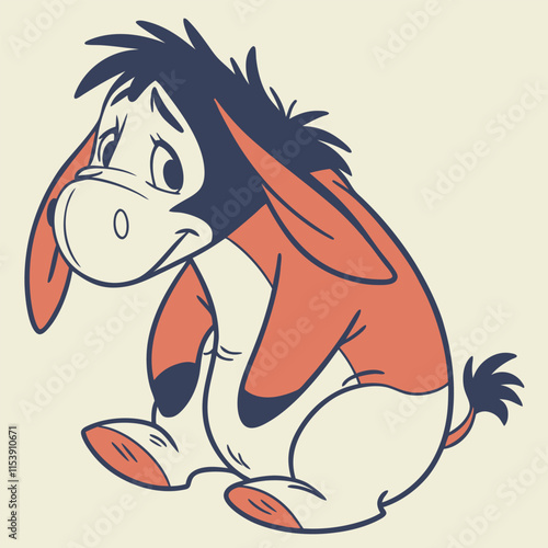 Watercolor Cartoon Eeyore Vector Illustration Isolated for Cute Artistic Design Projects