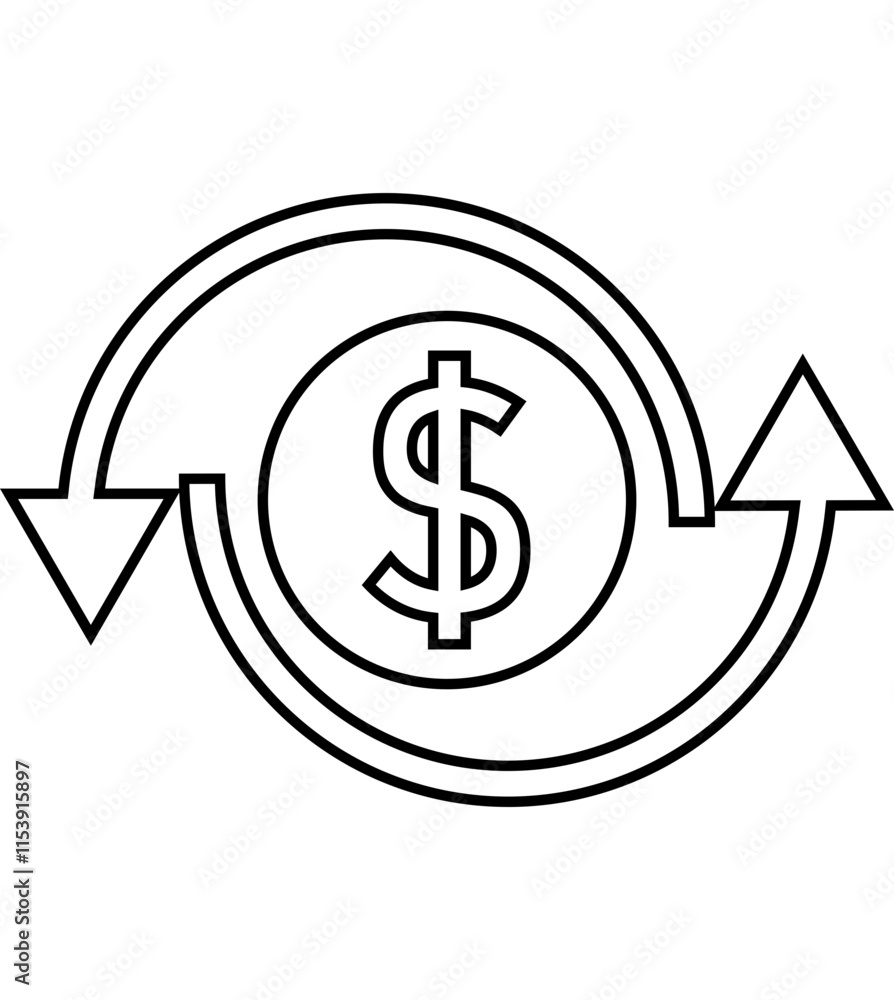 Cash conversion, cash flow, cash management icon Cash conversion, cash flow, cash management icon