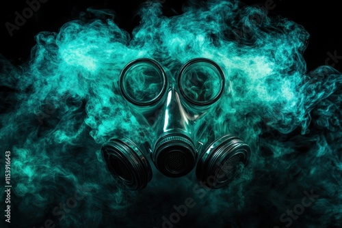 Gas Mask in Teal Smoke