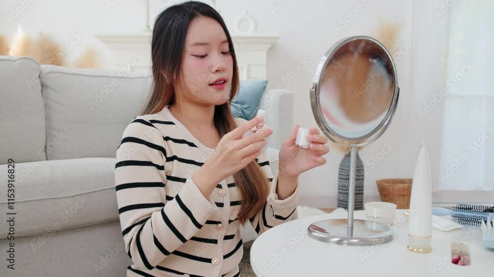 Woman Brushing Hair and Grooming at Home Woman Brushing Hair and Grooming at Home