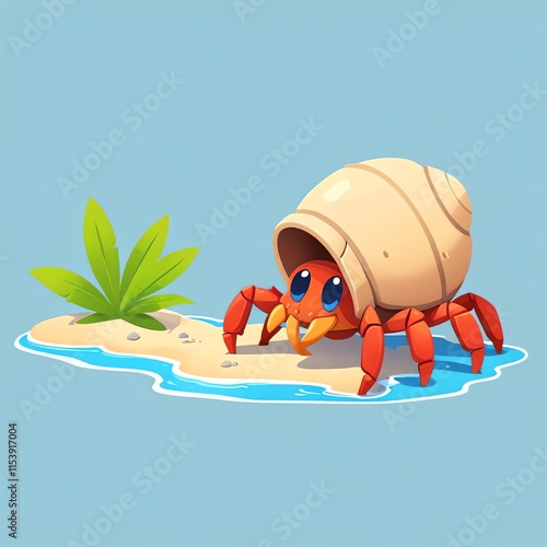 Adorable Hermit Crab on a Tiny Island Paradise photo