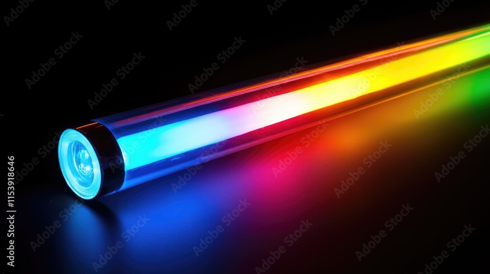 Vibrant Neon Tube Light Against a Dark Backdrop with a Colourful Border for Club Decoration Vibrant Neon Tube Light Against a Dark Backdrop with a Colourful Border for Club Decoration