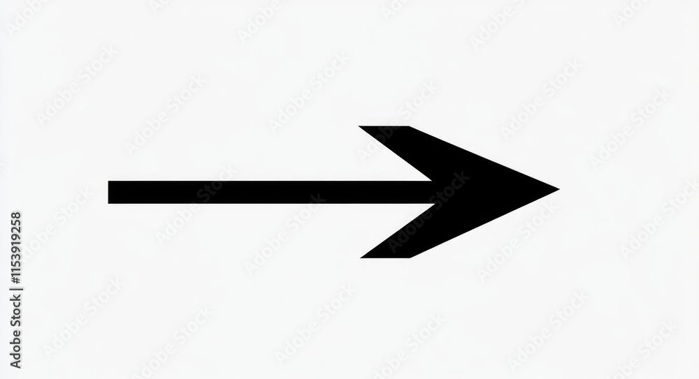 Bold Directional Arrow. Sleek Black Pointer Icon Pointing Right with Sharp Definition Bold Directional Arrow. Sleek Black Pointer Icon Pointing Right with Sharp Definition