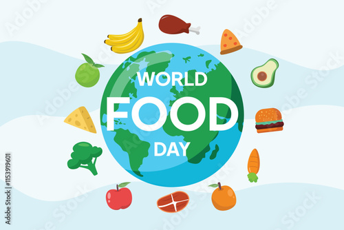World Food Day concept. Colored flat vector illustration isolated.	