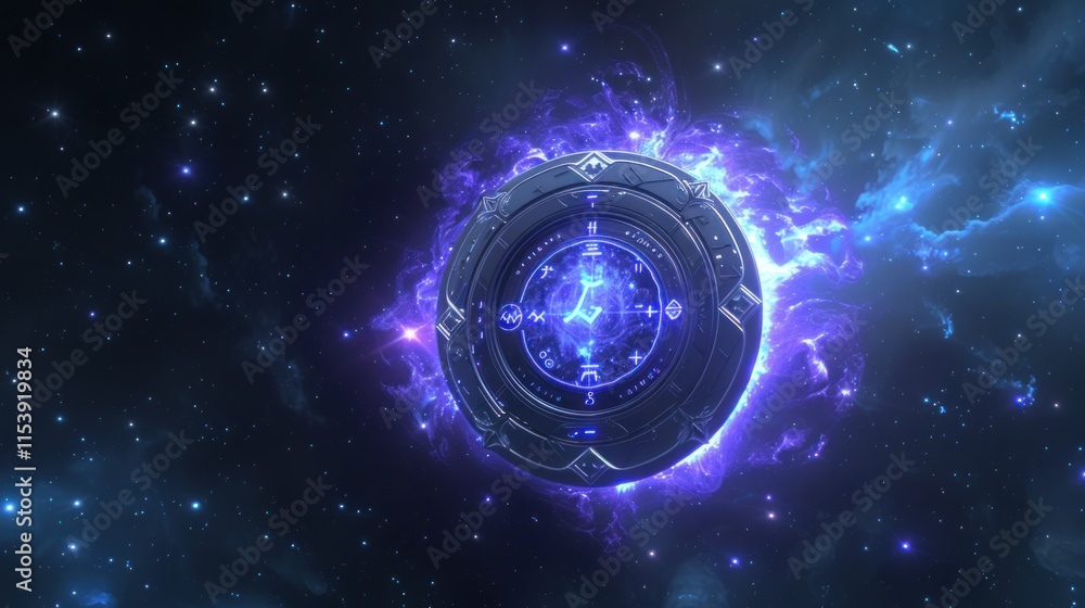 Obraz premium Futuristic glowing disc in space.