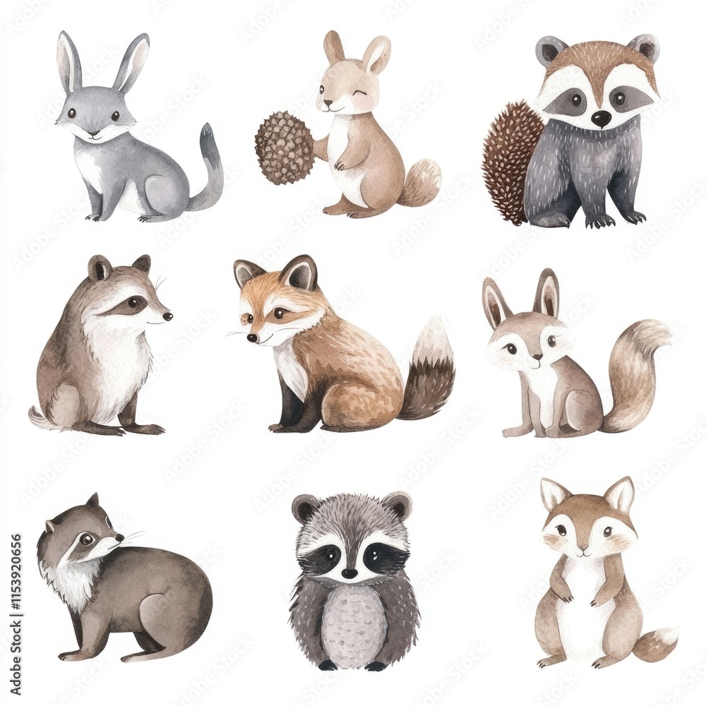 Charming Woodland Creatures: Watercolor Illustrations of Owl, Hedgehog, Squirrel, and Friends for Children's Decor Charming Woodland Creatures: Watercolor Illustrations of Owl, Hedgehog, Squirrel, and Friends for Children's Decor