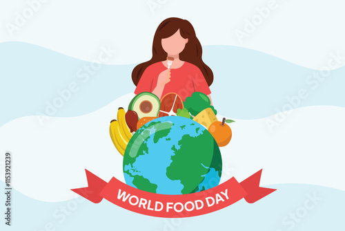 World Food Day concept. Colored flat vector illustration isolated.